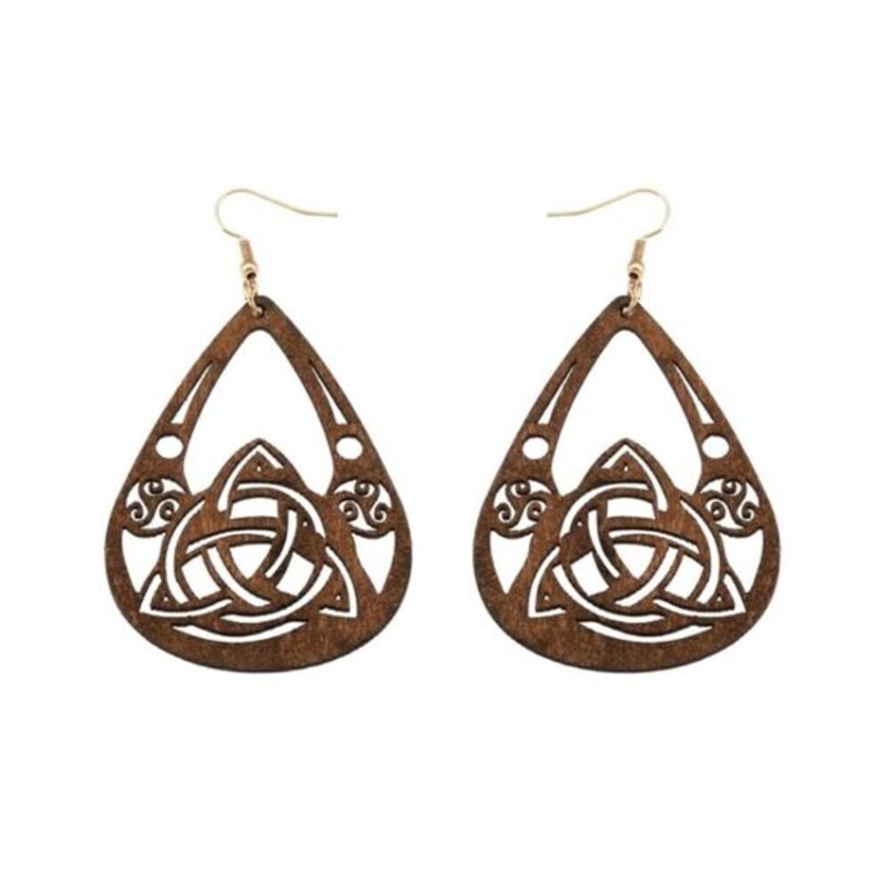 Celtic style laser cut wood earrings